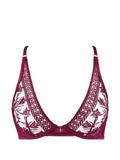 Aubade Magnetic Spell Embroidered Triangle Bra In Red