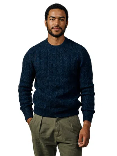 Aubin Coleby Cable Crew Neck Sweater In Indigo
