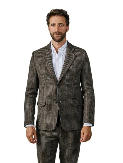 Aubin Marlborough Wool Suit Blazer In Brown Check