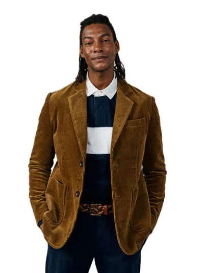 Aubin Welton Washed Cord Blazer In Tan