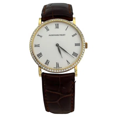 Pre-owned Audemars Piguet Vintage  Extra Flat 14273 31mm 18k Gold Factory Diamond Bezel In Multiple