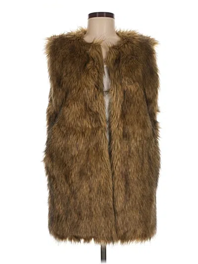 Pre-owned Aura Faux Fur Vest In Brown