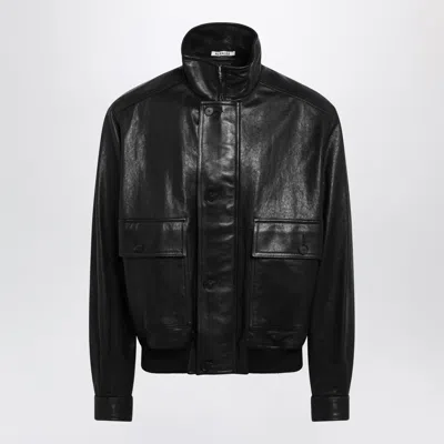 Auralee Black Textured Lambskin Blouson