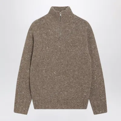 Auralee Brown Melange Sweater In Wool