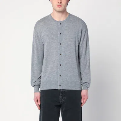Auralee Gray Cashmere Cardigan In Grey