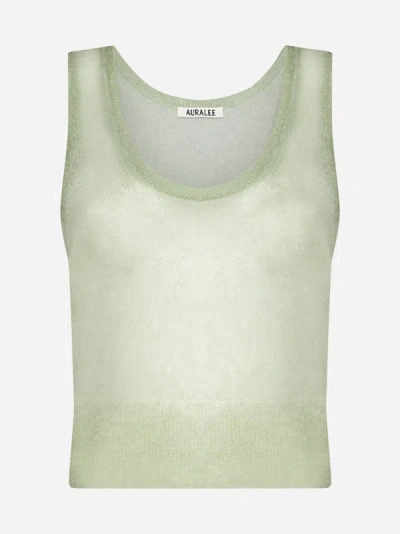 Auralee Mohair-blend Tank Top In Light Green