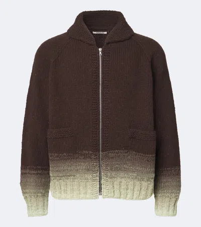 Auralee Ombre Wool Cardigan In Brown