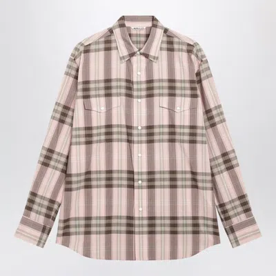 Auralee Pink Check Shirt