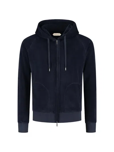 Aurélien Zip-up Terry Hoodie In Blue