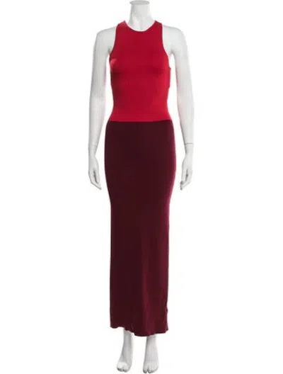 Pre-owned Auteur Crew Neck Long Dress In Red