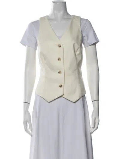Pre-owned Auteur V-neck Short Sleeve Top In Neutrals