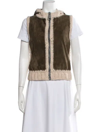Pre-owned Authier Alpaca Vest In Green/neutrals