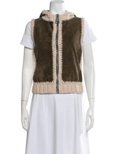 Pre-owned Authier Alpaca Vest In Green/neutrals