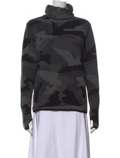 Pre-owned Authier Cashmere Camouflage Print Sweater In Grey