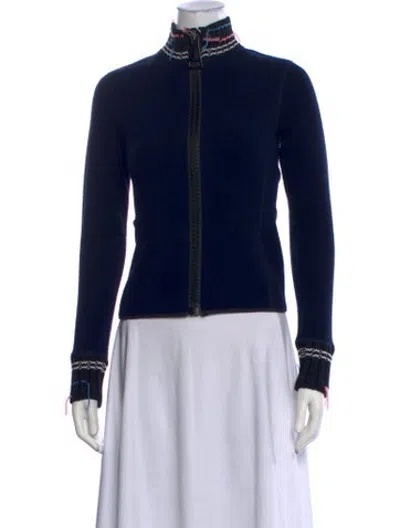 Pre-owned Authier Merino Wool Open Front Sweater In Blue