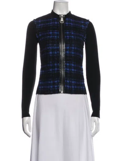 Pre-owned Authier Virgin Wool Plaid Print Jacket In Black
