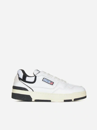 Autry Clc Low-top Leather Sneakers In White,black