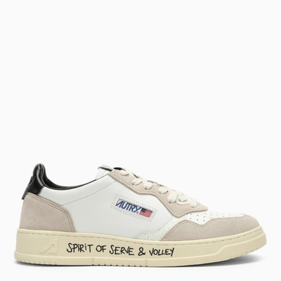 Autry Medalist Low Sneakers In White And Black Suede And Leather