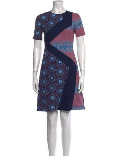 Pre-owned Autumn Adeigbo Printed Knee-length Dress In Blue