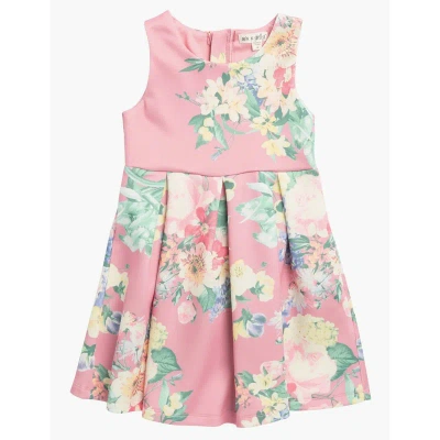 Ava & Yelly Floral Pleated Party Dress In Pink