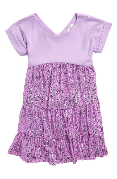 Ava & Yelly Kids' Ruffle Sequin Dress In Lilac