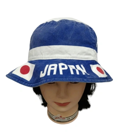 Pre-owned Avant Garde Japan Flag Spellout Faded Bucket Hat In Blue Fade