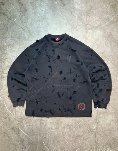 Pre-owned Avant Garde Vintage Distressed Sweatshirt Y2k In Black