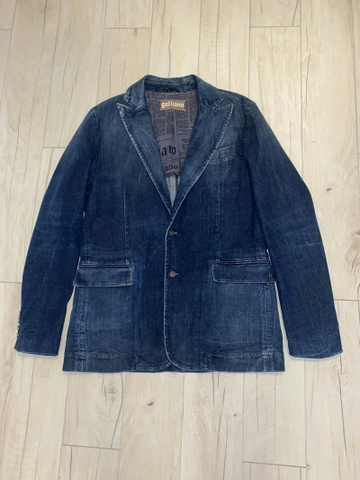 Pre-owned Avant Garde X Galliano Denim Distressed Blazer Jacket In Indigo