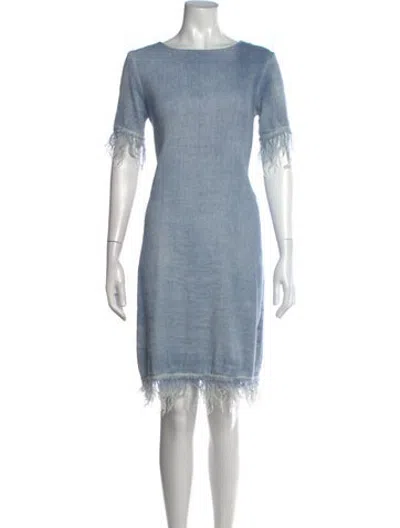 Pre-owned Avant Toi Bateau Neckline Knee-length Dress In Blue