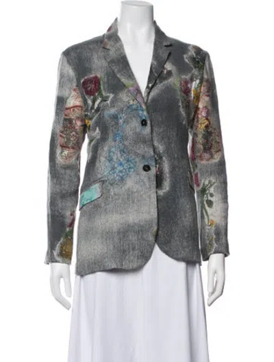 Pre-owned Avant Toi Floral Print Blazer In Grey