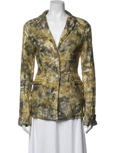 Pre-owned Avant Toi Linen Patterned Blazer In Green
