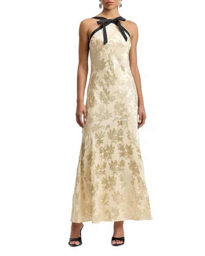Avec Les Filles Contrast Bow Maxi Dress In Neutral