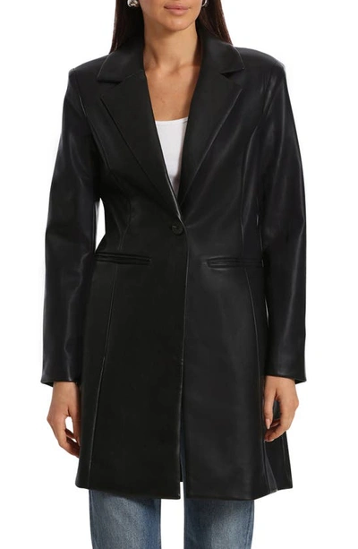 Avec Les Filles Faux-ever Leather™ Longline Blazer In Black