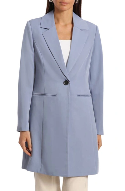 Avec Les Filles One-button Longline Coat In Light Blue