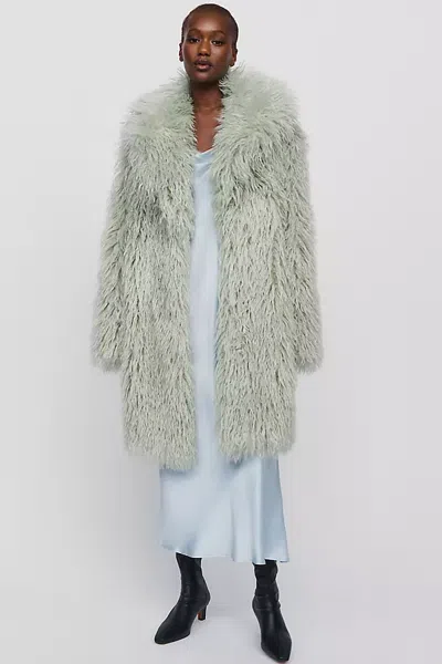 Avec Les Filles Shaggy Faux Fur Jacket In Green