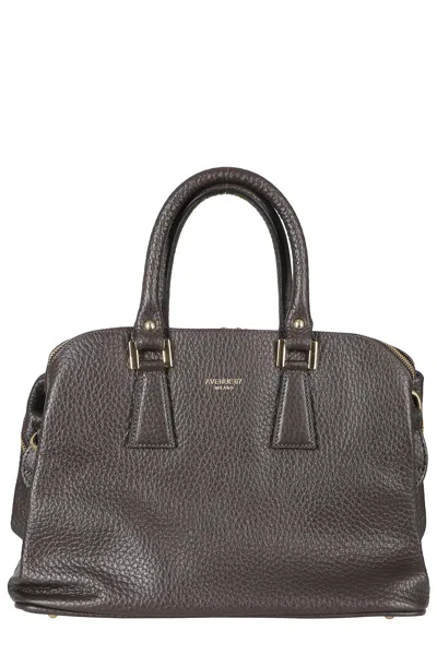 Avenue 67 Medium-sized Textured Leather Handbag With Dual Handles In Grey