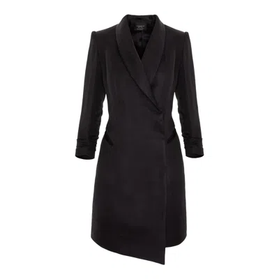 Avenue No.29 Black Asymmetric Linen And Rayon Blazer Dress