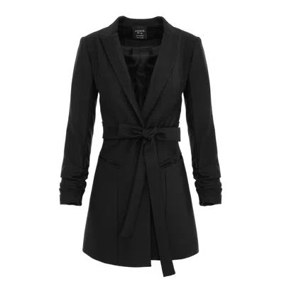Avenue No.29 Black Single Breasted Wool Blazer With In Seam Belt