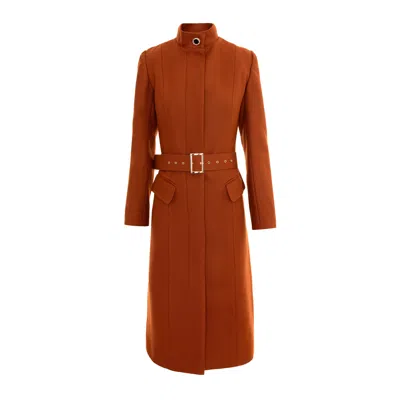 Avenue No.29 Brown Midi Length Wool Coat With Belt