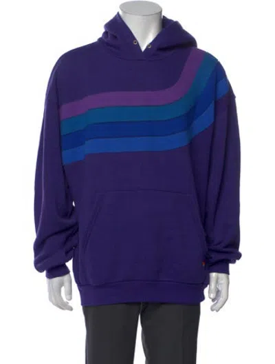 Pre-owned Aviator Nation Colorblock Pattern Crew Neck Hoodie In Purple