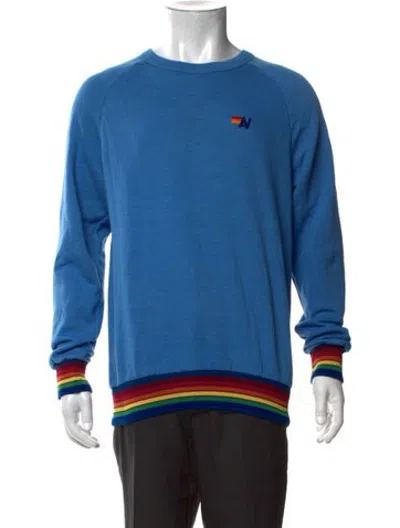 Pre-owned Aviator Nation Crew Neck Long Sleeve Sweatshirt In Blue