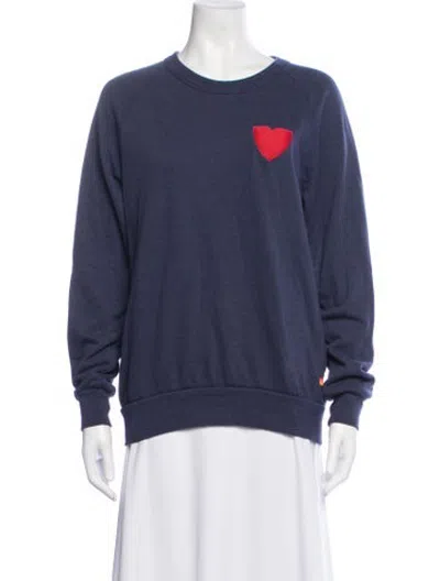 Pre-owned Aviator Nation Crew Neck Long Sleeve Sweatshirt In Blue