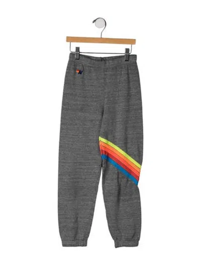Pre-owned Aviator Nation Kids' Embroidered Accent Sweatpants In Grey