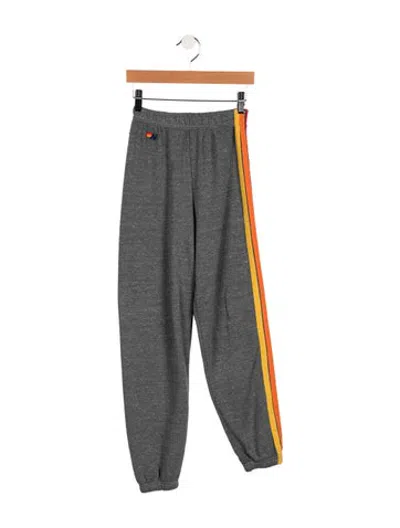 Pre-owned Aviator Nation Kids' Embroidered Accent Sweatpants In Grey