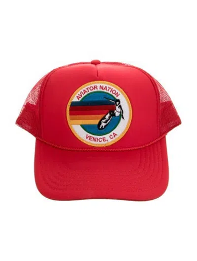 Pre-owned Aviator Nation Embroidered Baseball Cap In Red