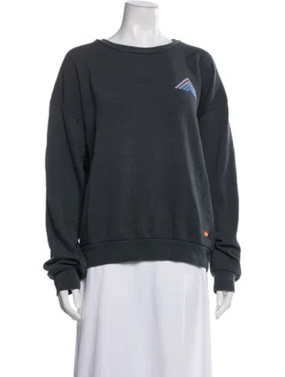 Pre-owned Aviator Nation Graphic Print Crew Neck Sweater In Grey