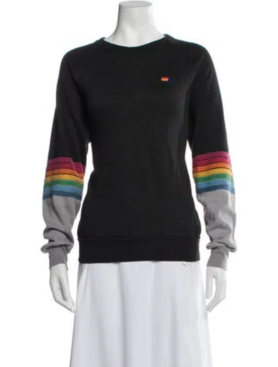 Pre-owned Aviator Nation Graphic Print Crew Neck Sweatshirt In Black