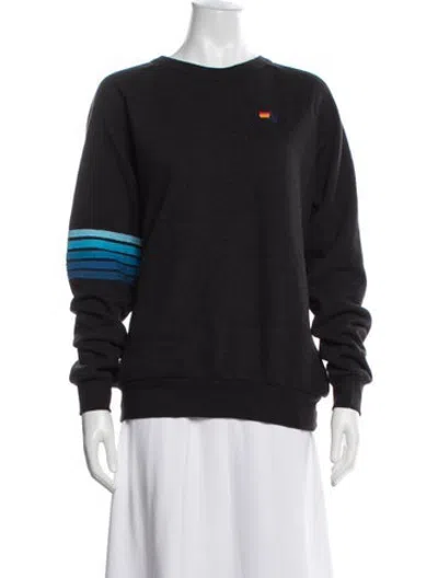 Pre-owned Aviator Nation Graphic Print Crew Neck Sweatshirt In Black
