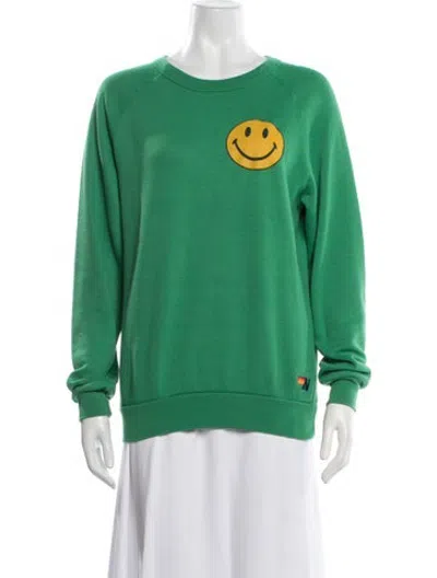 Pre-owned Aviator Nation Graphic Print Crew Neck Sweatshirt In Green