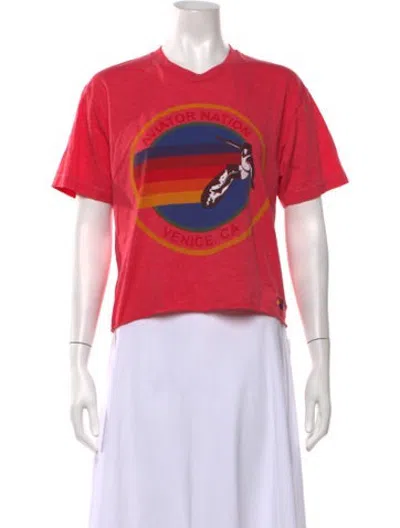 Pre-owned Aviator Nation Graphic Print Crew Neck T-shirt In Red